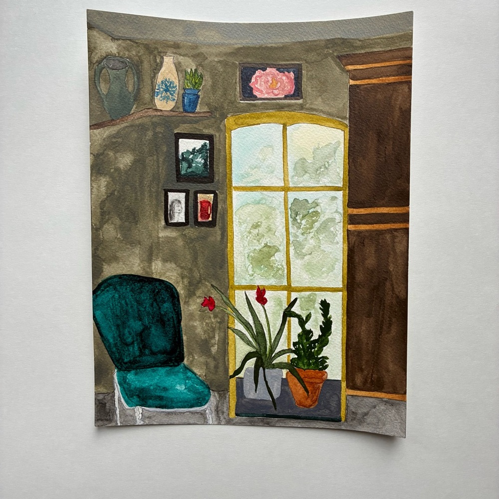 Watercolor Interior Scene Painting